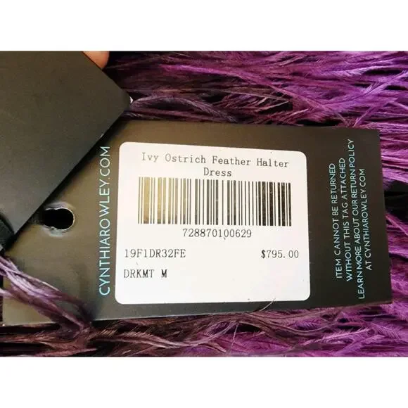 Cynthia Rowley Ivy Ombre Ostrich Feather Dress Sz M RETAIL $795 NWT - Picture 4 of 10